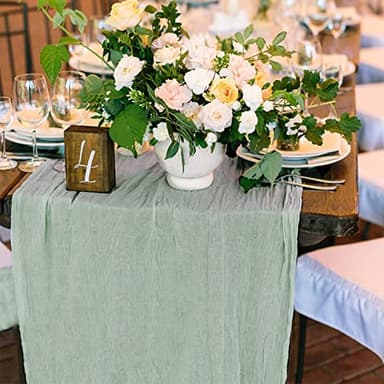 12 Pack Cheesecloth Table Runner, Runner Gauze Boho Wedding Decor Romantic Table Runner for Wedding Birthday Party(35" x 118") (Sage Green) - Image 6