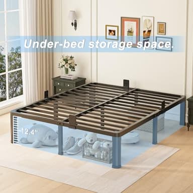 Yitong Angel 14 inch California King Bed Frame with Round Corner Legs Mattress Slide Stopper,3500 lbs Heavy Duty Metal Platform,Steel Slat Support,No Box Spring Needed,Easy Assembly,Noise Free - Image 4