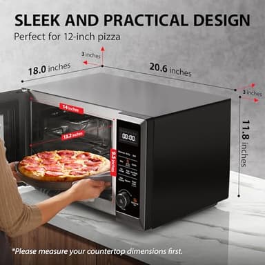 TOSHIBA Combo 8-in-1 Countertop Microwave Oven, with Convection, Broil, Odor Removal Mode, 12.4" Position Memory Turntable, Child-Lock, Black Stainless Steel, ML2-EC10SA(BS) A, Air Fryer-1.0 Cu.Ft - Image 2