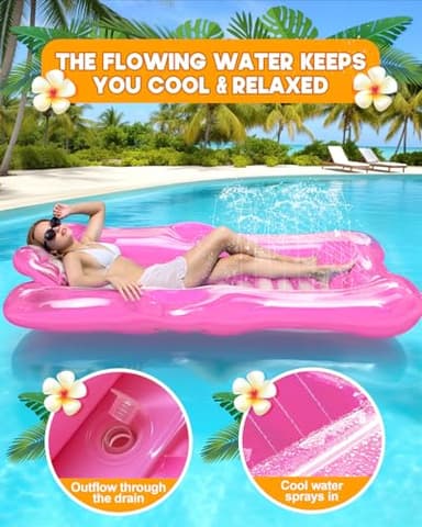 Snowalva Inflatable Tanning Pool Lounger Float, 80" x 66"Pool Floats Adult with Automatic Spray Cooling, 5 in 1 Suntan Tub Raft Floatie, Sunbathing Bed Lounge for Pool Party Yard Tanning Summer Gift - Image 6