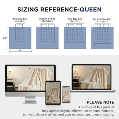 PU MEI Sherpa Throw Blanket for Couch Sofa 90”*80”- Fleece Tufted Fuzzy Soft Cozy Blanket for Bed, Thick Warm Blanket for All Seasons, (Off White, 80"*90") - Image 8