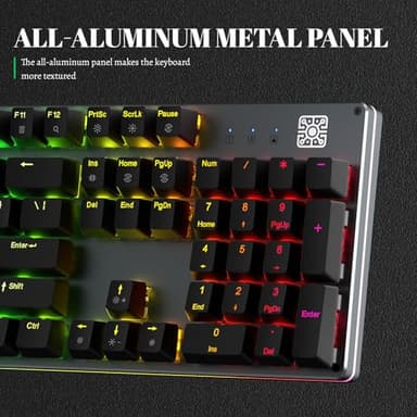 Black Emblem Mechanical Gaming Keyboard with Linear Red Switches, RGB Backlit Full Size 104 Key Programmable Wired Keyboard with Aluminum Base for Gaming/Typing/PC/Mac - Image 3