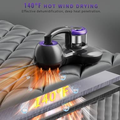 Mattress Vacuum Cleaner, Handheld UV Bed Vacuum Cleaner 16KPa & 12800 Vibrations Per/Min Upgraded Effectively Clean Up Bed, Pillows, Cloth Sofas, Carpets and Ther Fabric Surfaces - Image 4