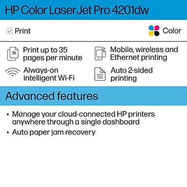 HP Color LaserJet Pro 4201dw Wireless Color Laser Printer, Best-for-Office (4RA86F) - Image 3