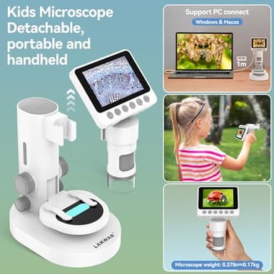 1000X Portable Microscope for Kids with 3.5-inch-Screen: 3-in-1 Digital Handheld Microscope for Kids Home School Biology Science Education - Image 5
