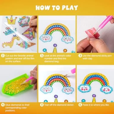 Labeol Diamond Art Kits for Kids Boys and Girls Ages 6-8-10-12 Easy to DIY Creative Diamond Art Sticker Craft by Numbers Kits for Kids and Adult Beginners (Lovely Animal - Image 4