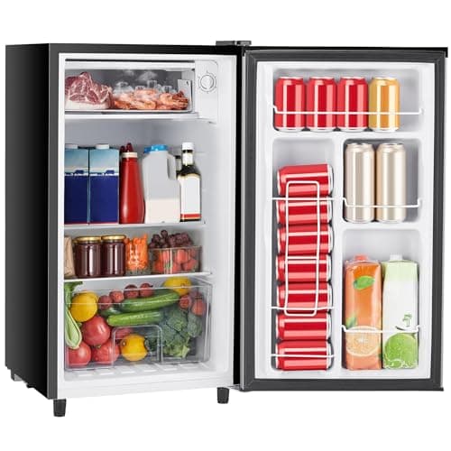 Sweetcrispy 3.2 Cu.Ft Mini Fridge with Freezer Small Refrigerator Single Door Adjustable Thermostat Energy-efficient Low Noise, Compact Fridge for Bedroom, Office, Dorm (Silver Door) - Image 1