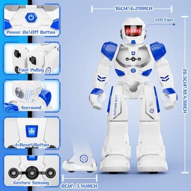 FAFUGANIA Robot Toys for Kids, Remote Control Robot with Programmble Walking & Dancing Adjustable Volume RC Gesture Sensing Smart Robot Toy for Ages 3 4 5 6 8 10 12 Boy Girl Ideal Blue - Image 4