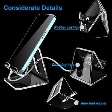 Crpich Acrylic Cell Phone Stand, Portable Clear Phone Stand for Desk, Compatible with Phone16 15 14 13 Pro Max Mini 12 11 Plus SE, Switch, Android Smartphone, Pad, Tablet, Desk Accessories - Image 3