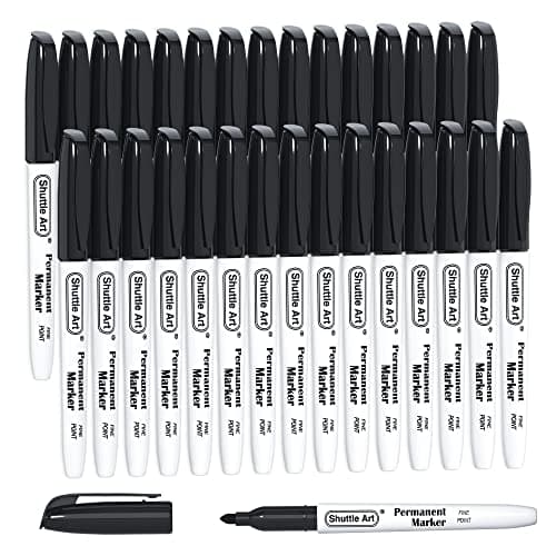 Shuttle Art Permanent Markers, 30 Pack Black Permanent Marker set,Fine Point, Works on Plastic,Wood,Stone,Metal and Glass for Doodling, Marking - Image 1