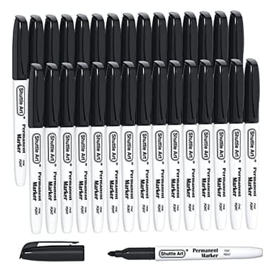Shuttle Art Permanent Markers, 30 Pack Black Permanent Marker set,Fine Point, Works on Plastic,Wood,Stone,Metal and Glass for Doodling, Marking - Image 1