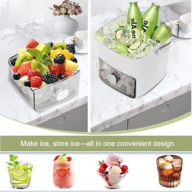 Ice Cube Tray with Lid & Bin Ice Maker for Freezer Ice Trays Ice Container- Ice Molds for Whiskey, Cocktail, Coffee Drinks, Beer with Ice Tongs Kitchen Gadgets Tools (White) - Image 4