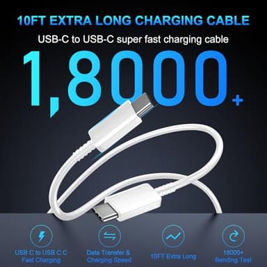 iPhone 17 16 Pro Max Charger Fast Charging, 45W Dual USB C iPhone 17 Super Fast Charger Block with 10ft Long Type C Charging Cable Cord for iPhone 17Pro Max/17 Pro/Air/17/16/16 Pro/16 ProMax,Android - Image 5