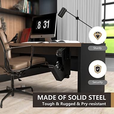 HOLEWOR Gun Safe, Biometric Gun Safe for Handgun Drop Down Pistol Safe Mounted Single Handgun Safe with Fingerprint, Passcode, Key Access for Nightstand, Desk, Bedside - Image 5