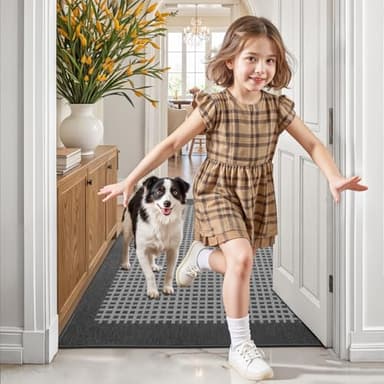 LUMI Inside Door Mat for Entry 36''x59'', Absorbent, Dirt Trapper, Low Profile Thin, Non Slip Mats with Rubber Backing, Ideal for Indoor, High Traffic, Garage, Entrance, Checkered Grey - Image 7