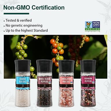 Soeos Spice Seasoning Set of 4, 9.8oz(277.82g), With Integrated Grinders, Salt and Pepper Grinder Set, Pure and Fresh Perfect for BBQ Seasoning Gift Set, Grilling Spice, Herb, Spice & Seasoning Gifts - Image 5