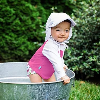 i play. by Green Sprouts Baby & Toddler Flap Sun Protection Hat, All-Day UPF 50+ Sun Protection for Head, Neck & Eyes, Light Pink, 2T-4T - Image 4