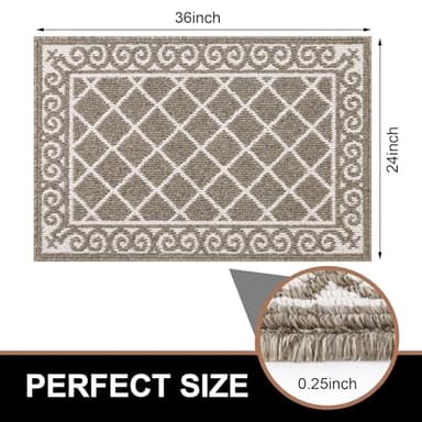 HEBE Indoor Door Mat 24''x36'' Non Slip Front Door Welcome Mats Washable Shoe Mats Dirt Trapper for Entryway Low Profile Kitchen Carpet for Entrance Hallways Entrance Mat for Dogs - Image 2