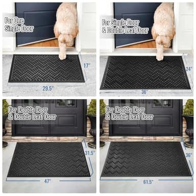 BEHERO Front Door Mat Indoor Outdoor Entrance, 29.5x17 Inch, Welcome Mat for Entryway, Stain and Fade Resistant, Heavy Duty Absorbent Door Mat, Non Slip Door Mats Outdoor, Entry Doormat, Black - Image 8