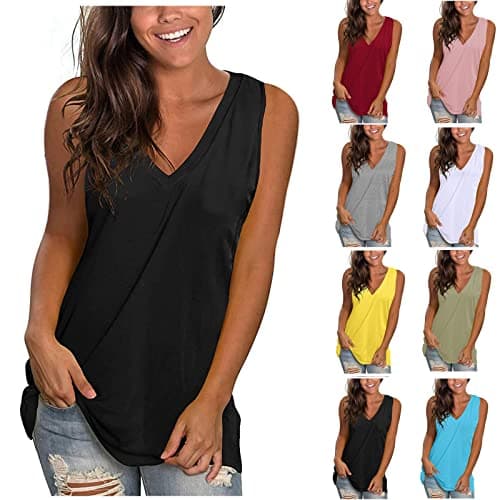 haul Store Clearance Deals Tank Tops for Women 2025 Summer Sleeveless V Neck Blouse Tees Plus Size Cotton Shirts Casual Vest Tops Hawaiian Beach Y2k Clothes 4th of July Shirts for Women - Image 1