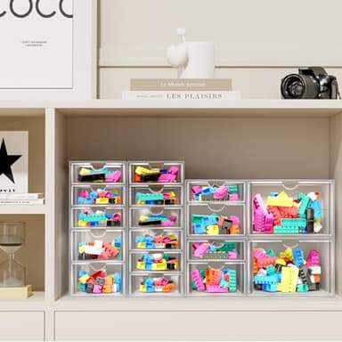 ARSTPEOE Makeup Acrylic Organizer with 17 Drawers(4 Sets), Desk Organizers and Accessories, Clear Makeup Organizer, Dustproof Storage Drawers for Office Art Craft Supplies - Image 5