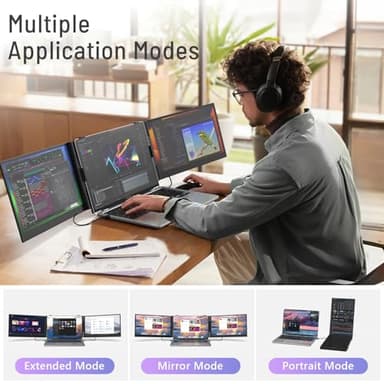 14" Triple Laptop Screen Extender, 1080P FHD IPS Ultra-Slim Portable Dual Monitor for Laptop, USB C HDMI Plug-Play Monitor Extender for Triple Display for MacOS/Windows, Fits 13-17.3" Laptops - Image 8