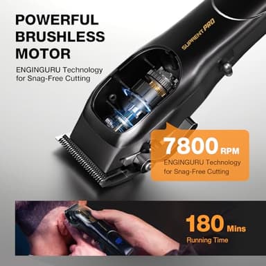 Ultra Quiet Cordless Hair Clippers for Men – High Torque 7800RPM Motor, Low Heat, Professional Hair Clippers with Charging Dock (Black) - Image 2