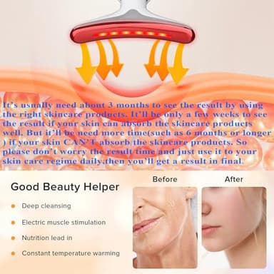 Face Neck Massager with 7-Color Light Modes for Face Sculpting Skin Care,Tightening,Smoothness - Red LED Light Therapy Device Tool for Women at Home - Image 5
