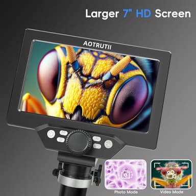 7" LCD Digital Microscope 1200X Magnification, 1080P Coin Microscope with Metal Stand | 8 LED Lights & Ultra-Precise Focus | Coin, Stamp, Hobby Inspection for Kids/Adults | Windows/Mac Compatible - Image 2