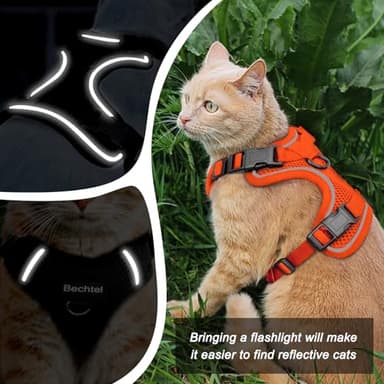 Cat Harness and Leash for Walking, 3 in 1 Adjustable Breathable Soft, Easy to Control Reflective Cat Harness Escape Proof, Cat Products, Orange, M - Image 5