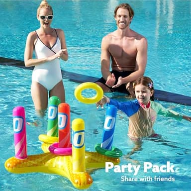 2 Sets Inflatable Pool Toss Game Combo Set Includes Ring Toss & Corn-Toss Game Floating Swimming Pool Games for Kids Adults Party in Summer - Image 2
