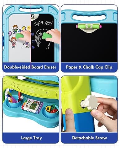 Lehoo Castle Easel for Kids, 4 in 1 Double Sided Kids Art Easel with Magnetic White Board & Chalk Board, Adjustable Standing Toddler Easel with Drawing & Writing Accessories - Gift for Boys and Girls - Image 5