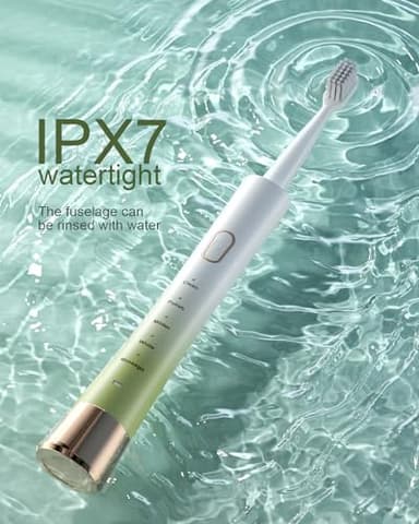 Upgrade Sonic Electric Toothbrush for Adults, 8 Replacement Brush Heads, Rechargeable Electric Toothbrush with 2-Minutes Timer IPX7 Water-Proof, for Indoor & Outdoor, White & Green Gradient - Image 6