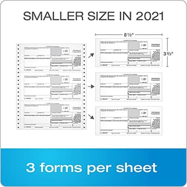 Adams 1099 NEC 3 Up 2021 Continuous Forms, 4 Part Carbonless Forms, for Pin Fed Dot Matrix Printers, with 3 1096, 20 Pack (TXA2299-NEC21) - Image 3