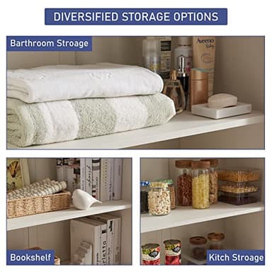 JXQTLINGMU Farmhouse Kitchen Pantry Cabinet - 72" Tall Wood Kitchen Storage Cabinets with Adjustable Shelves & 2 Barn Style Doors & Drawer, Versatile Storage for Dining Room, Bathroom, Antique White - Image 9