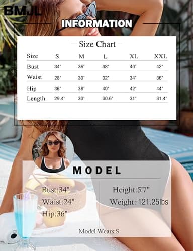 BMJL Women's One Piece Swimsuit Sports Adjustable Strap Bathing Suit Color Block Ribbed High Cut Swimsuits(M,Black) - Image 6