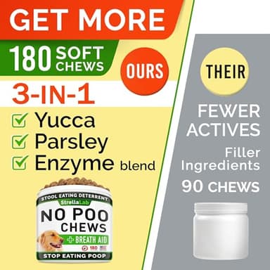 STRELLALAB No Poo Chews for Dogs - Coprophagia Deterrent for Dogs - No Poop Eating - Digestive Enzymes - Gut Health Support - Stop Eating Poop - 180Ct Poultry Liver - Image 3