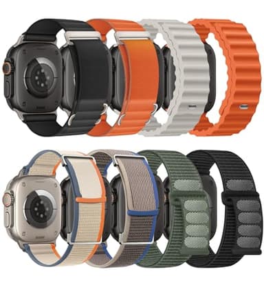 8 Pack Compatible with Apple Watch Ultra 2 Band 49mm 46mm 45mm 44mm Men Women,Breathable Trail Loop+Alpine Loop+Ocean Band+Nylon Sport Loop for iWatch Ultra2/Ultra Series 10 46 mm/9/8/7/6/SE/5/4/3 - Image 1