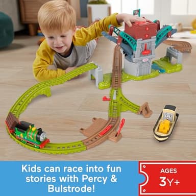 ​Thomas & Friends Toy Train Set Talking Bulstrode & Which-Way Bridge Track Playset with Sounds & Percy Engine for Kids Ages 3+ Years - Image 2