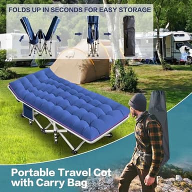 NESDCC 2 Pack Camping Cot with Mattress Comfortable Cot Bed Folding Cot Heavy Duty Cots for Sleeping with Carry Bag for Adults Kids Guest Bed Outdoor Indoor Home - Image 6