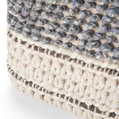 SIMPLIHOME Grady Boho Square Pouf in Blue, Natural Handloom Woven for the Living Room, Bedroom and Kids Room - Image 7