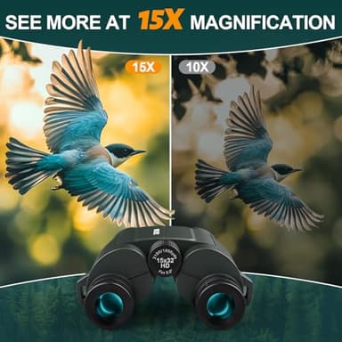 15x32 Compact Binoculars for Adults and Kids - WOZEL High Powered Small Binoculars for Bird Watching, Hunting, Travel, Hiking, Concert, Sports and Outdoors - Easy Focus with Large Objectives - Green - Image 4