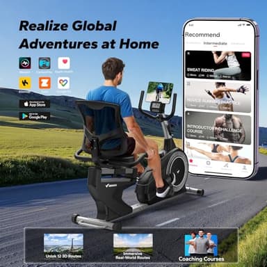 MERACH Recumbent Exercise Bikes for home, Light Commercial Recumbent Exercise Bike for Seniors Adults, Magnetic Recumbent Stationary Bike with Exclusive Apps, LCD, Heart Rate Handle - Image 4
