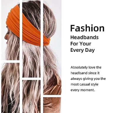 AKTVSHOW 7'' Wide Headbands for Women, 10 Pack Large Turban Headband Fashion Non Slip Hairbands Thick Head Wraps Yoga Hairwraps Workout Hair Accessories - Image 6
