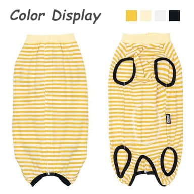 Paipeper Dog Recovery Suit After Surgery,Spay Neuter Clothes for Female Dogs,Small Medium Dog Shirt,E-Collar Cone Alternative,Prevent Licking Wound Dog Onesie,Pet Surgical Suit(Yellow White Stripe-l) - Image 2