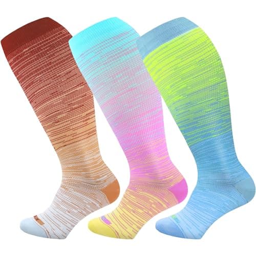 LEVSOX Wide Calf Compression Socks for Women & Men Plus Size Extra Large Size Support Socks for Nurses Running Pregnant Travel, 15-20 mmHg