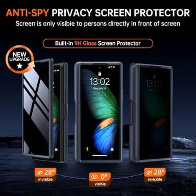 MOBOSI for Z Fold 6 Case with Privacy Screen Protector [Compatible with Magsafe], [Built-in Kickstand&Full Body Hinge Protection] Shockproof Phone Cover for Samsung Galaxy Z Fold6, Black - Image 4