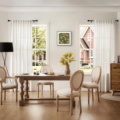 DaysU Linen Natural Curtains - 96 Inch Length, 2 Panel Sets for Living Room & Bedroom/Farmhouse, Semi Sheer Pleated, Rod Pocket, Light Filtering Privacy - Image 6