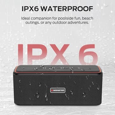 Monster Shock Plus Bluetooth Speaker, Portable Speaker with 30W Loud Stereo Sound, Bluetooth 5.4, TWS Pairing, 15H Playtime, Support AUX/TF Card, IPX6 Waterproof Wireless Speakers for Outdoor, Home - Image 6