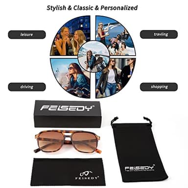 FEISEDY Retro Square Aviator Sunglasses Women Men 70s Vintage Trendy Plastic Frame Sun Glasses B2835 - Image 7